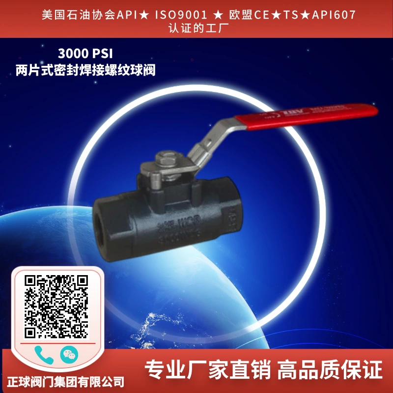 两片式密封焊接螺纹球阀 3000 PSI