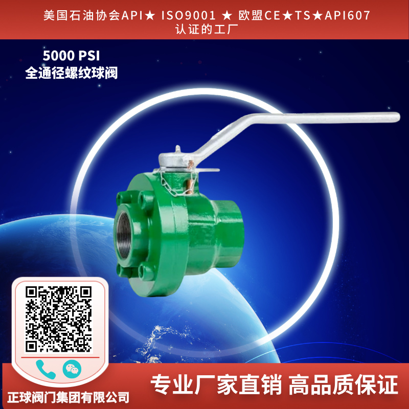 螺纹端螺栓体浮动球阀 5000PSI
